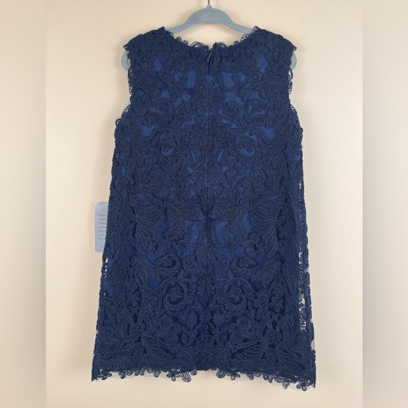 Tadashi Shoji Corded Tulle Sheath Dress in Navy - Picture 2 of 3